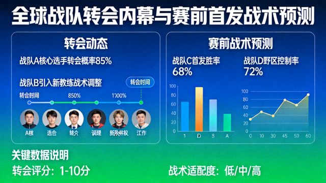 全球战队转会内幕与赛前首发战术预测数据可视化示意图